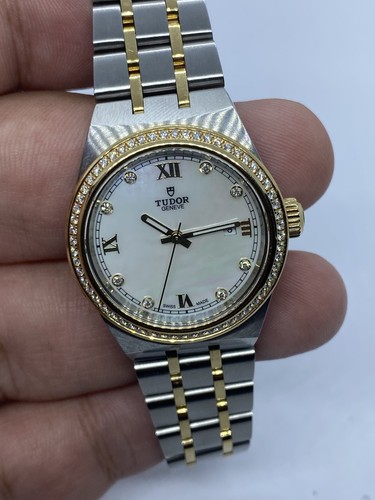 Tudor Royal 28323 Two Tone MOP Diamond Dial 18k/Ss Automatic 28mm Ladies - Picture 22 of 23