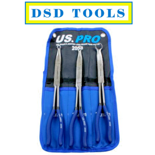 US PRO Tools 3 Pz Pinze Naso Lungo Doppio Snodo, Set Pinze 45 - Foto 6