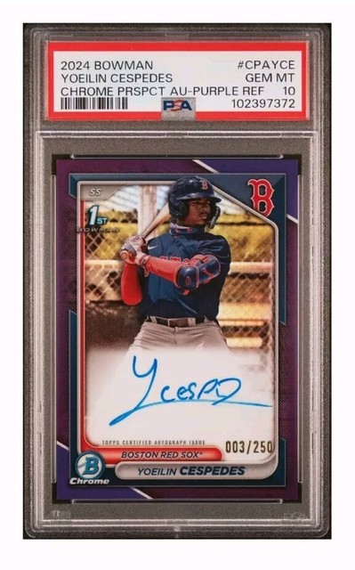 2024 Bowman Chrome YOELIN CESPEDES Purple  Auto /250 psa 10