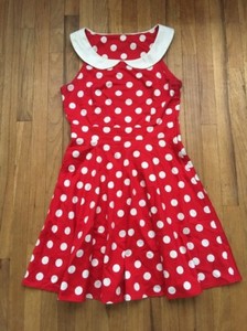 vintage red dress with white polka dots