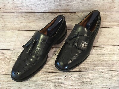 Allen Edmonds Black Loafers with Wingtip Design and Tassels Allen Edmonds Manchester Black Wingtip Loafer Tassel 8507  main image 3