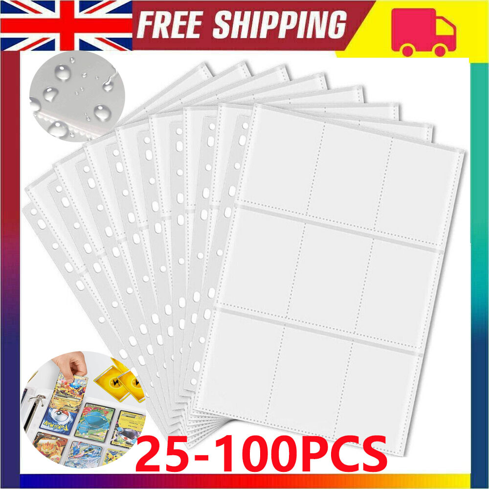 100 X 9-Pocket Polypropylene Sleeves For A4 Baseball/Trading Cards - UK  Made Album Pages Card Binder Sleeves