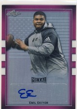 EMIL EKIYOR 2018 Leaf Metal Army All-American Bowl Pink Flag /6 AUTO ALABAMA