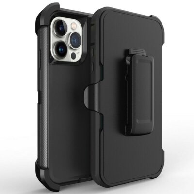 For iPhone 15 14 13 12 11 8 7 Plus Pro MAX Shockproof Defender Black Hard Case