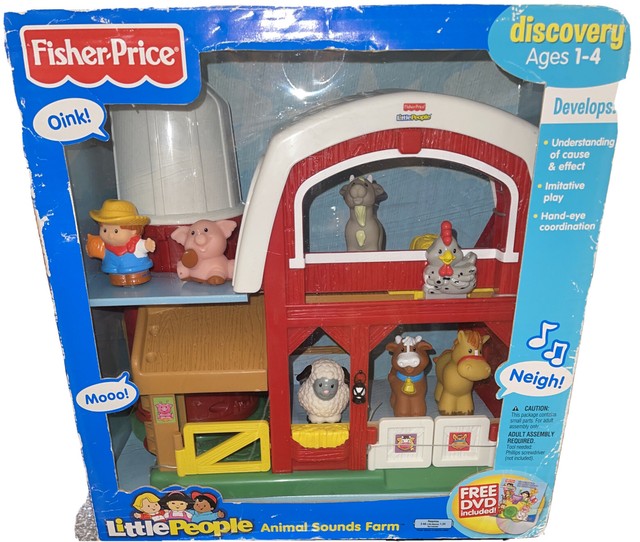 2005 Fisher Little People Animal Sounds Farm Barn K7925 With 6 Animals