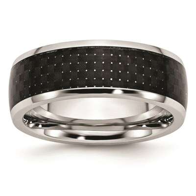 Chisel Cobalt Polished Black Carbon Fiber Inlay 8mm Band S:9