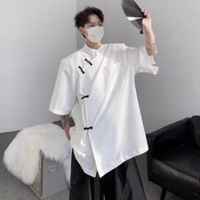 Men Chinese Retro Hanfu Top Kung Fu Shirt Ethnic Tai Chi Blouse Mandarin Collar