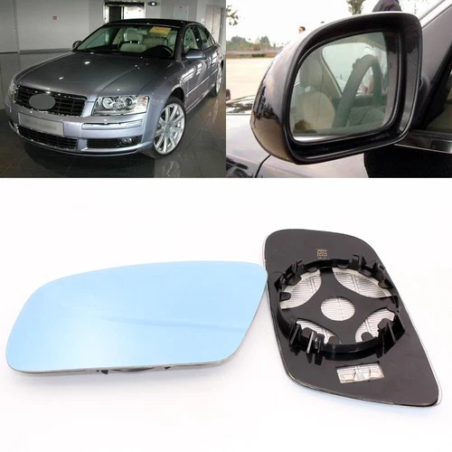For Audi A8 2004-2017 Side View Door Mirror Blue Glass With Base Heated 1 Pair