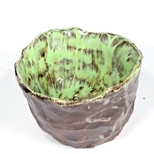 Teeschale Keramik Steinzeug Green Tea Unikat sign. Prof.em Loeschner-Gornau BG10