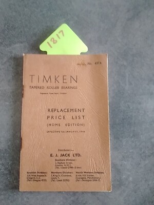 Timken Tapered Roller Bearing Replacement Price List 1949 Book