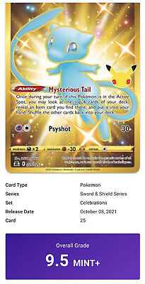 Pokemon Celebrations Gold Shiny Mew Card - 025/025 Pack Fresh 25th  Anniversary