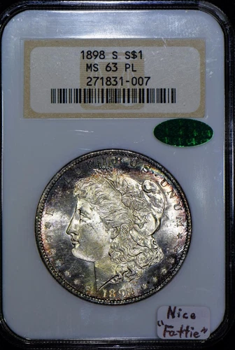 1898-S Morgan Dollar NGC & CAC MS-63 PL; Nice "Fattie"
