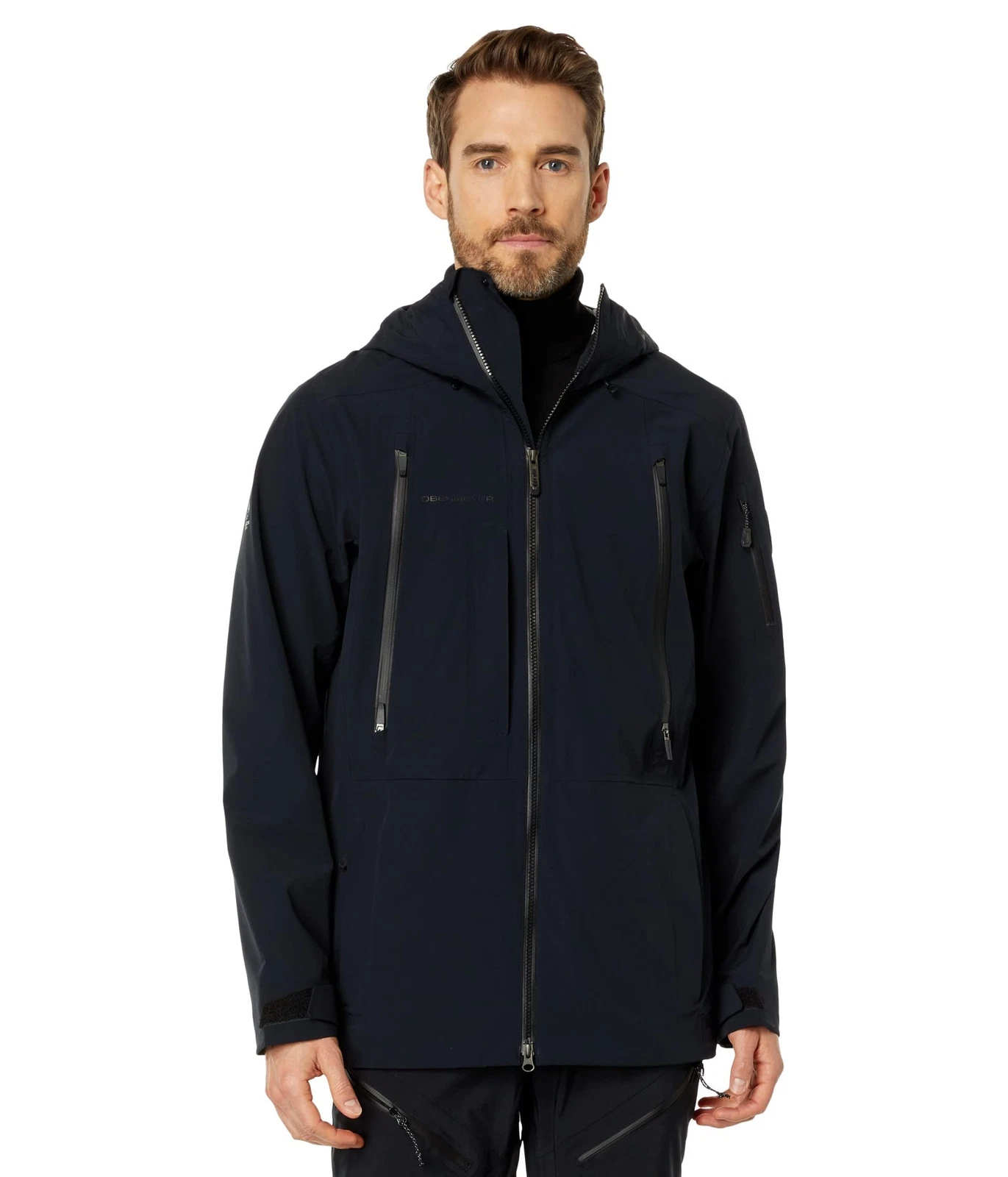 Obermeyer Highlands Shell Jacket Black Mens Small Insulated DWR Skiing Hiking