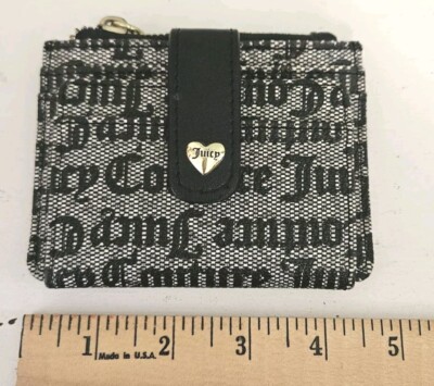 Juicy Small Wallet Gothic Status Black/Grey- Gold- Credit Card/ Change Purse