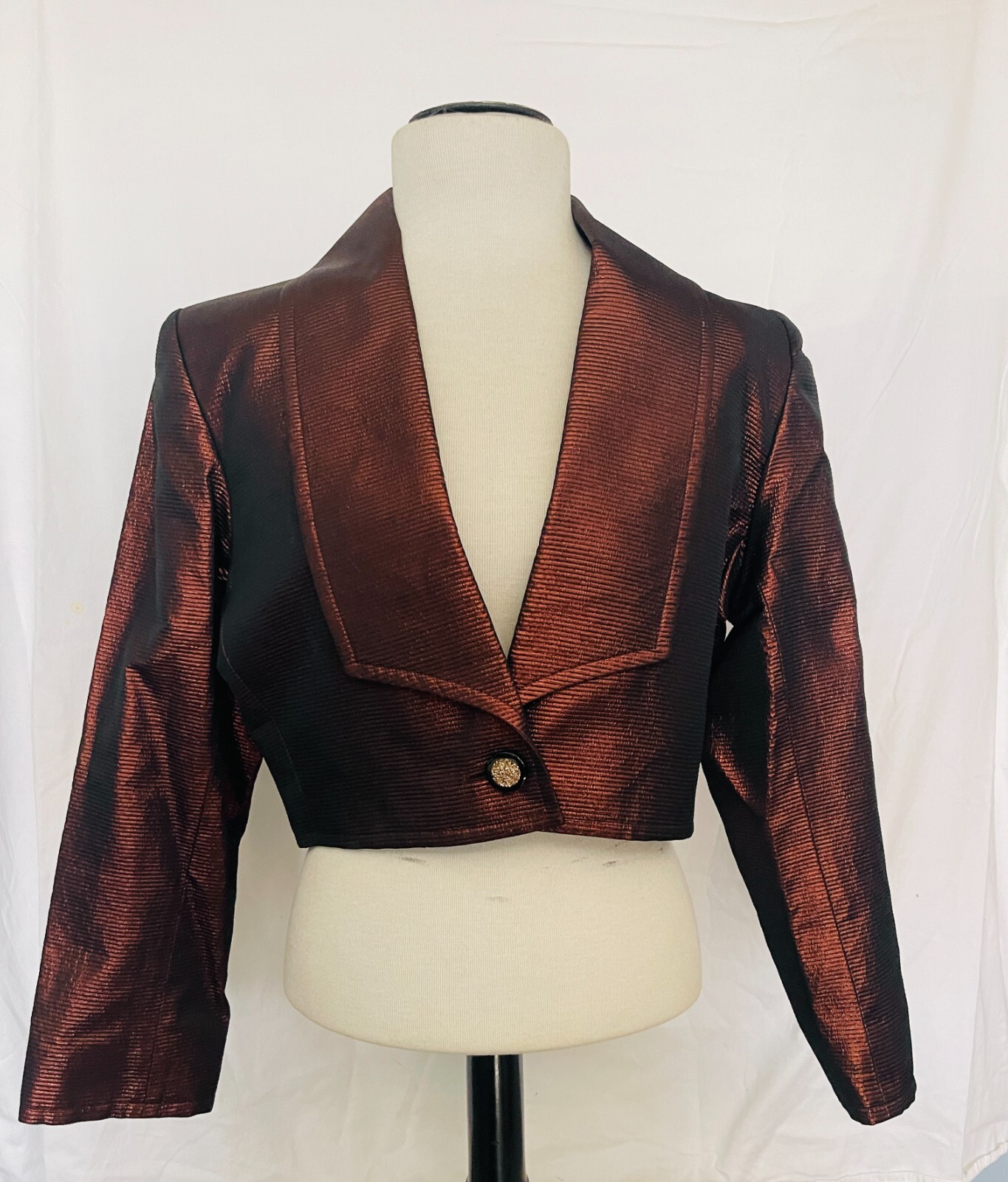 SAINT LAURENT Giacca Bolero Vintage YSL Bronzo con lurex anni '80