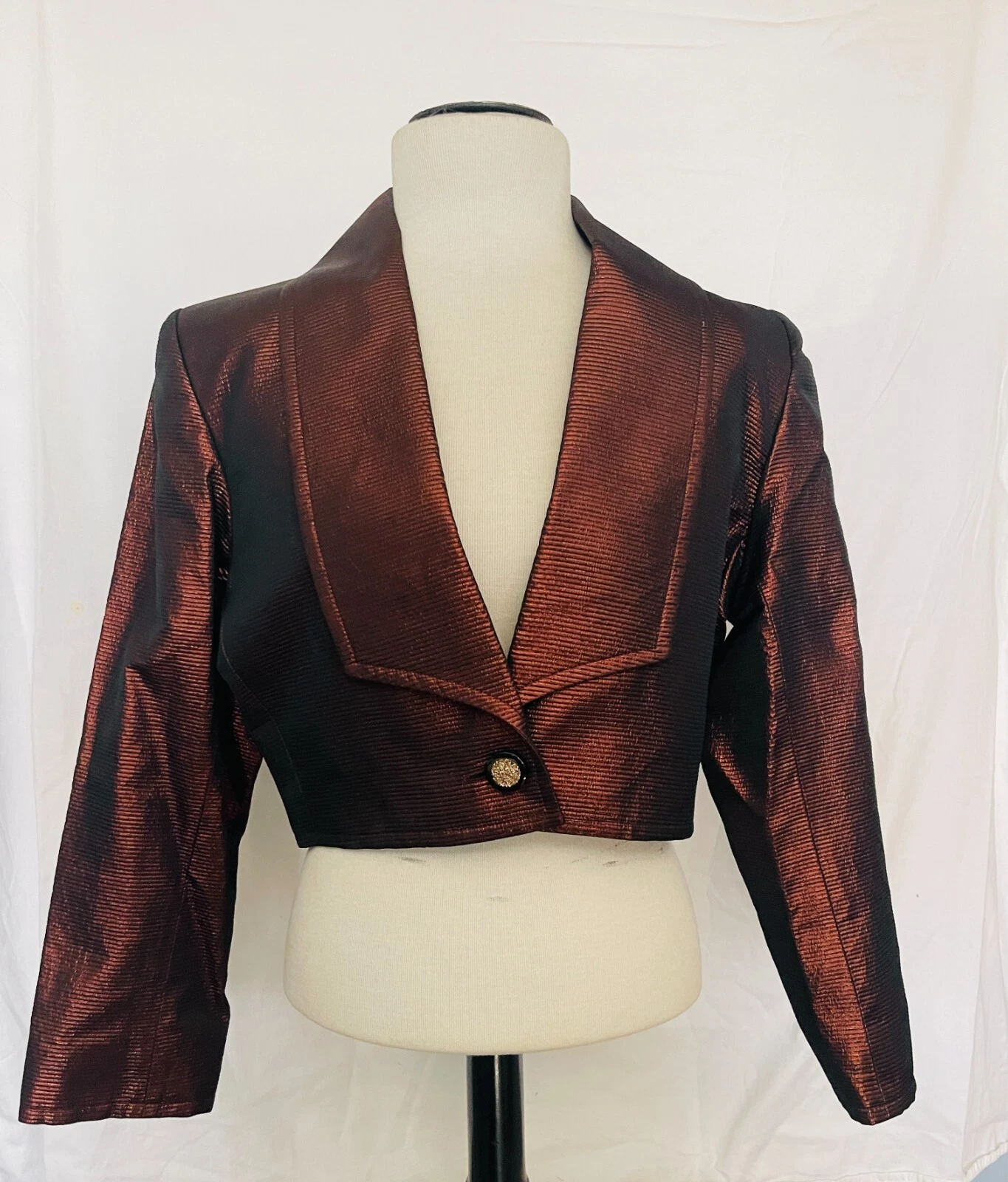 SAINT LAURENT (YSL) Giacca Bolero Vintage YSL Bronzo con lurex anni '80