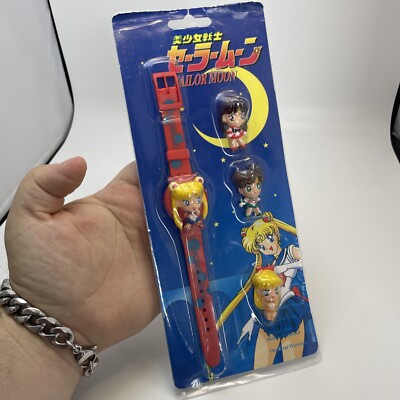 Vintage 1999 Rare Sailor Moon Quartz Digital Watch Red Changeable Character