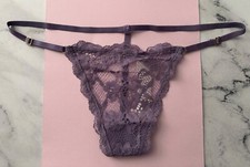 Victoria's Secret V String Panty Dream Angels Purple Lace Adjustable S M XL