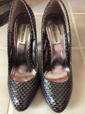 Steve Madden please check all picture of condition RETRO Blue Print Open-Toe Block Heel Platform Women main image 3