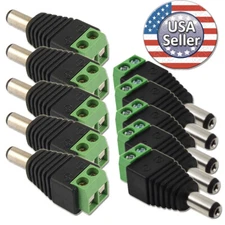 Sikker CCTV 10 X DC Power Male 2.1 X 5.5mm Plug Jack Adapter for security camera