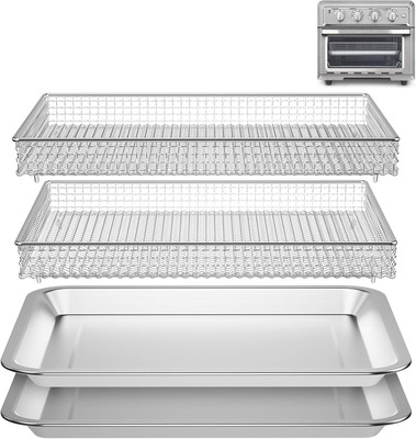 Stainless Steel Baking Tray Pan and Air Fryer Basket Compatible with Cuisinart 