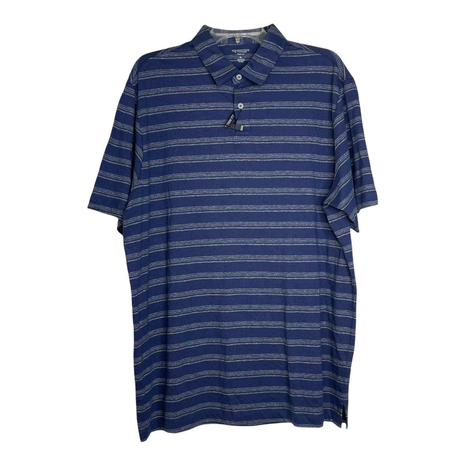 Roundtree & Yorke Mens Polo Shirt Size XL Trim Fit SS Blue White Striped  Golf | eBay