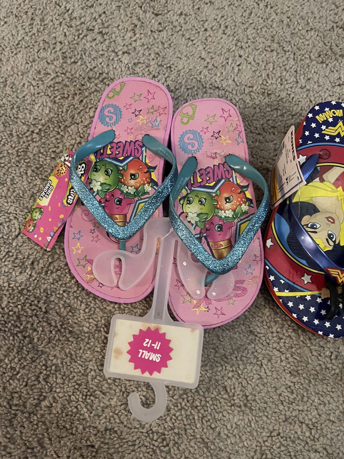 Lotto di 3 scarpe da ragazza infradito super donna Shopkins taglia 11 12