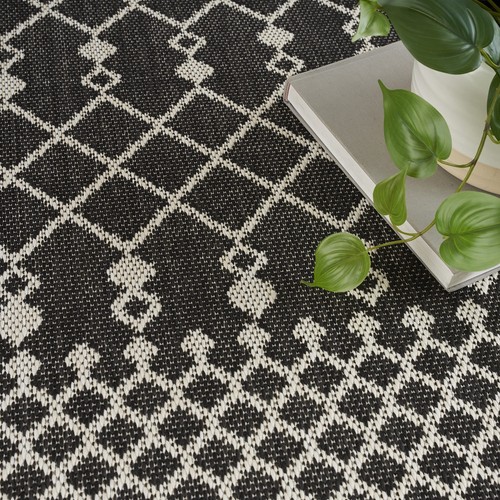 Nourison Positano Indoor/Outdoor Black 6' x 9' Area Rug Easy Cleaning Non - Picture 5 of 9