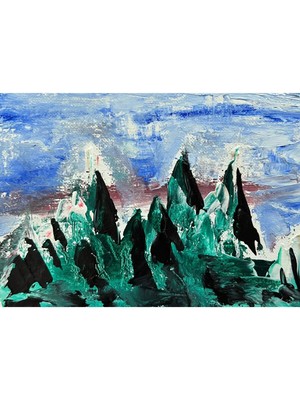 Sunset Painting Smoky Mountain Original Art Canvas Art Fluid Artwork Northern 
