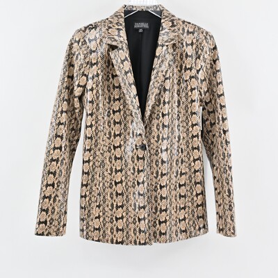 Danielle Berstein Jacket Womens Size XS Beige Animal Print Snake Blazer Mob Wife