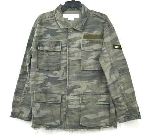 Treasure & Bond Womens Green Patch Detail Camo Cotton Military Jacket M $119