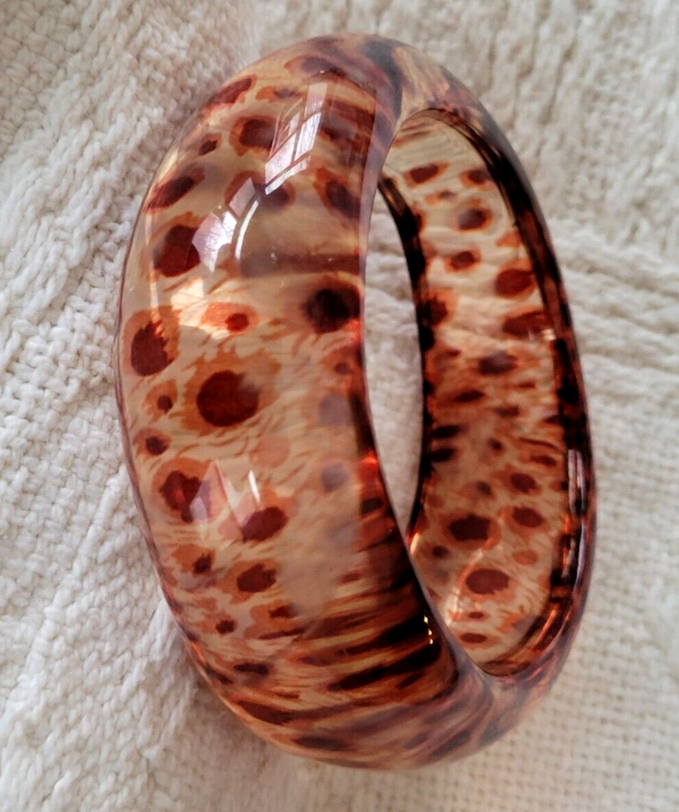 Vintage Angela Caputi Modernist Resin Bangle Bracelet Clear/Brown