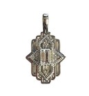 New 14k white gold .33ct emerald diamond Art Deco Vintage pendant necklace chain — photo 2