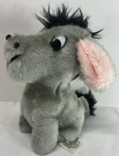 Vintage Dan Brechner Gray Donkey 6" Plush Stuffed Animal Toy Korea Nut Shells