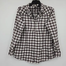 Harley-Davidson Women's Embroidered Plaid Checkered Button-Down Blouse XL