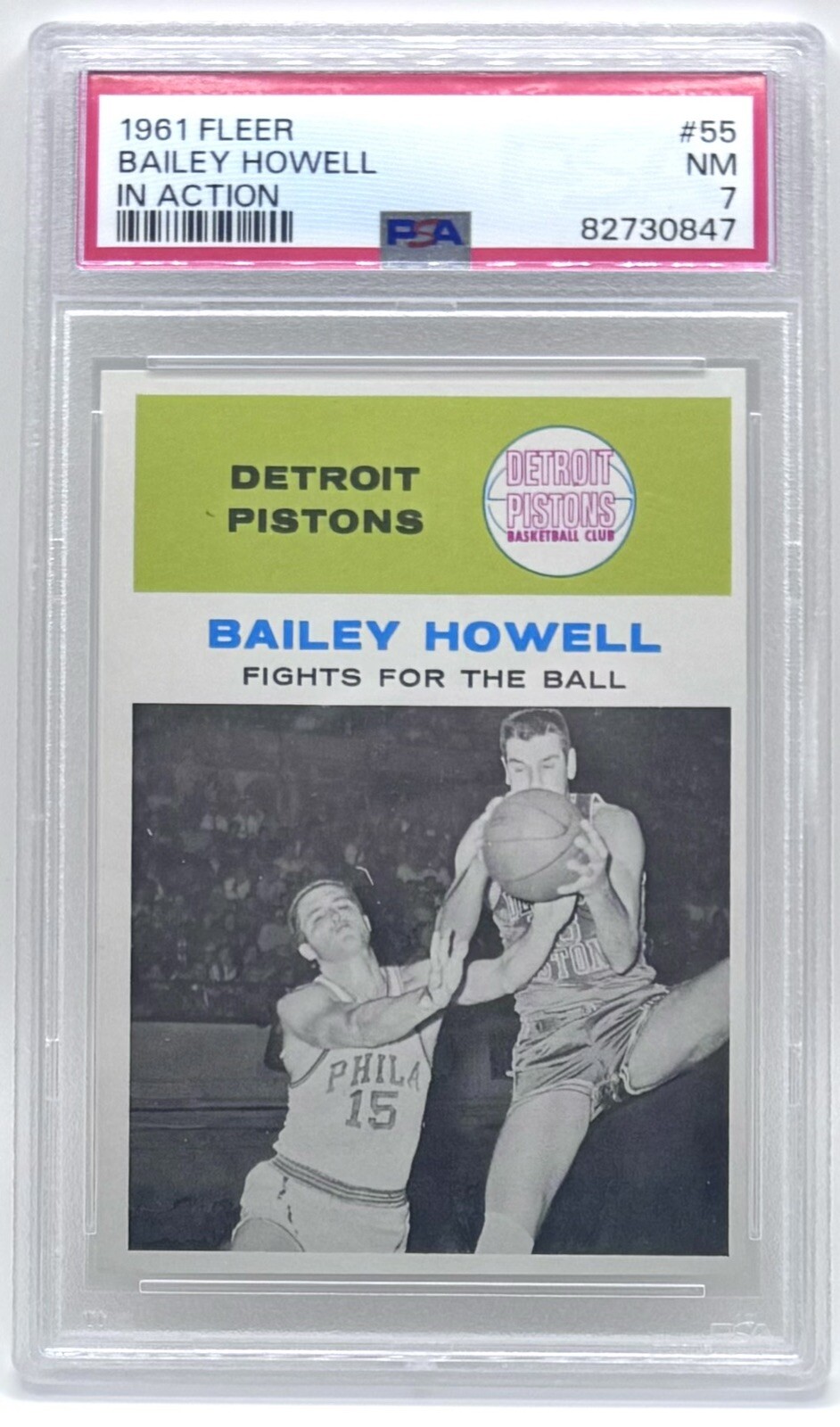 1961 Fleer Basketball #55 Bailey Howell In Action Rookie Card PSA 7