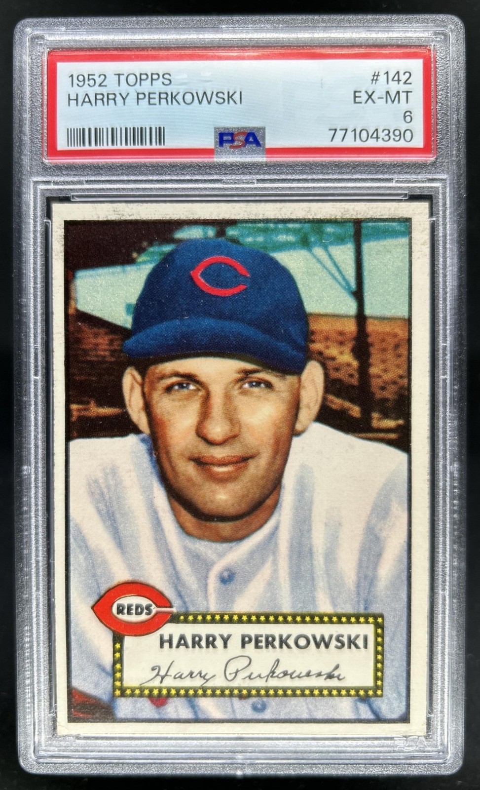 1952 Topps Harry Perkowski Rookie RC #142 Reds PSA 6