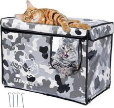 Indestructible Cat House Outdoor W/ Two-Sided Escape Door Insulated  100 