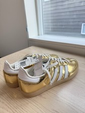 Adidas Samba OG Gold Metallic Cracked Leather - Size 8