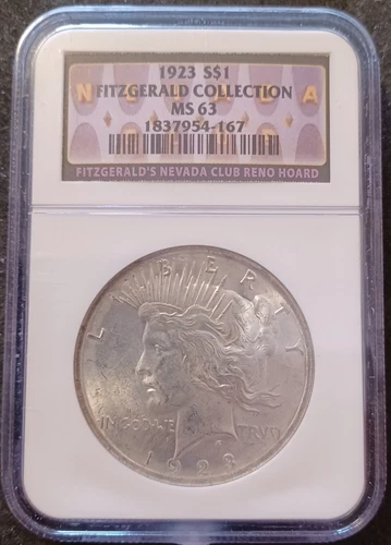 1923 $1 Peace Dollar from the Fitzgerald Collection NGC MS63