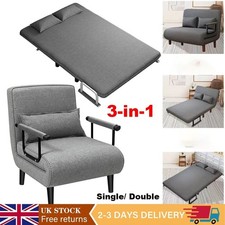 Single/Double Fabric Sofa Bed Sleeper Couch Sofabed Settee Recliner Beds Folding