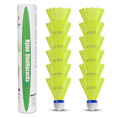 ZHENAN Badminton Birdies,12 Pack Nylon A1, Yellow 