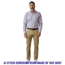 TM Lewin Mens 14.5 x 33.5 Dress Shirt Slim Fit Gingham Check Pink Blue Casual