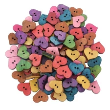 200 Pcs Wooden Heart Buttons Multicolored 20x16.5mm Sewing Buttons