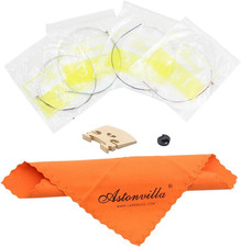 Violin Saiten Kit 4 in 1 mit Gummi Dämpfer Ahornholz Brücke Reinigungstuch