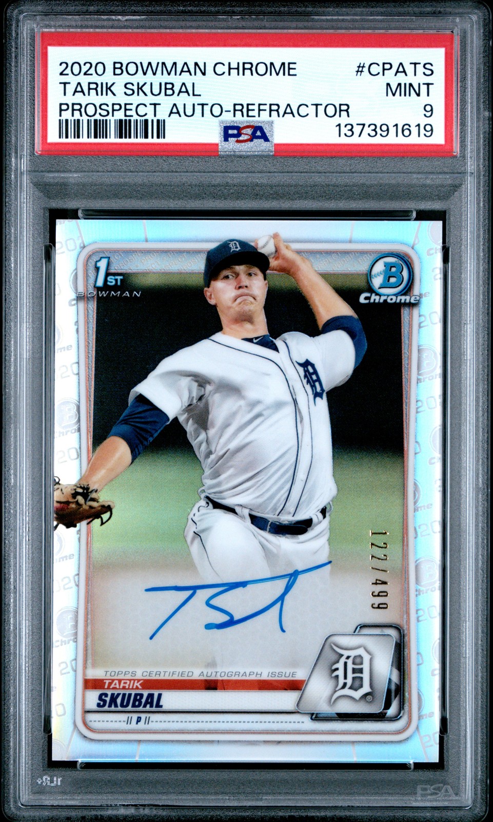 2020 BOWMAN CHROME PRSPCT AUTOS REFRACTOR #CPATS TARIK SKUBAL 122/499 PSA 9 AUTO