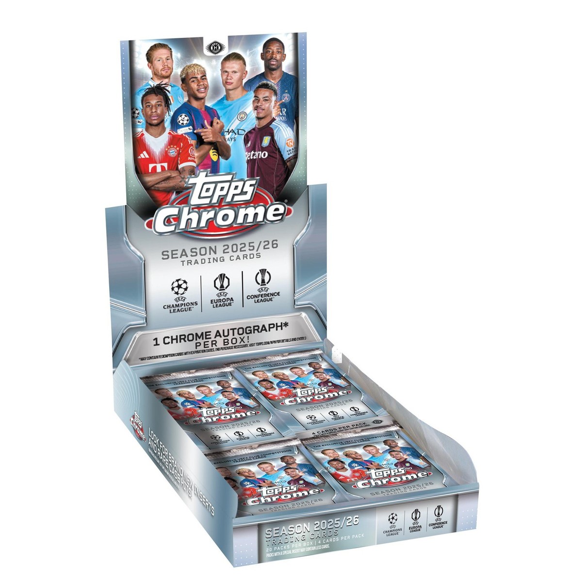 Topps 2025-26 Chrome UEFA Club Competitions Trading Card Hobby Box