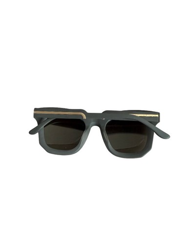 Stella McCartney Gray Square Frame Mirrored Lens Sunglasses Gold Trim Women's