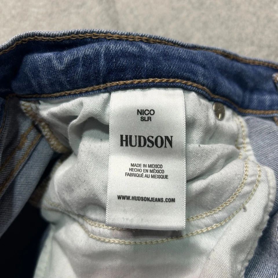 Jeans Hudson para mujer 30 Nico pierna recta elásticos desgastados lavado claro denim Foto 4 de 4