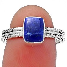 Natural Lapis Lazuli - Afghanistan 925 Sterling Silver Ring s.7.5 Jewelry R-1260